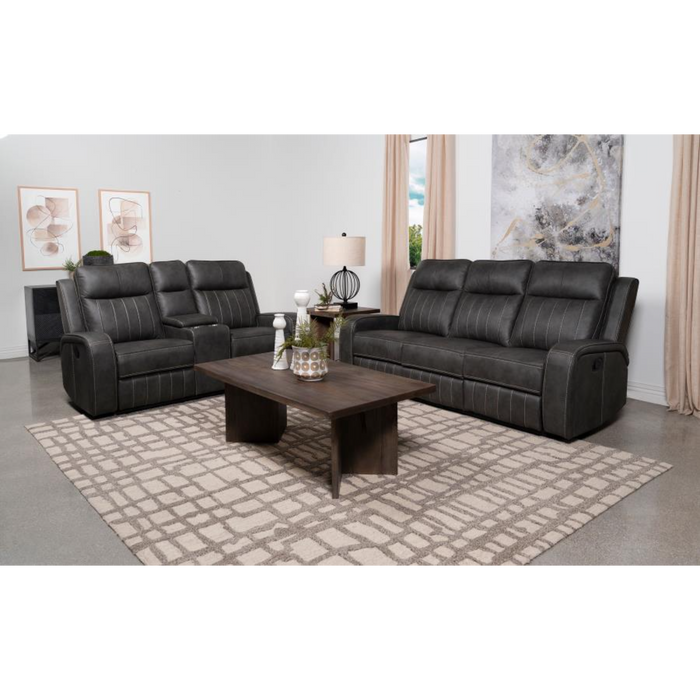 Coaster Raelynn 2-piece Upholstered Reclining Sofa Living Room Set Grey - Bed & Sofa Hub