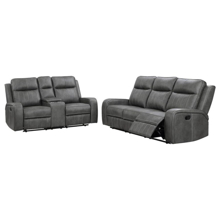 Coaster Raelynn 2-piece Upholstered Reclining Sofa Living Room Set Grey - Bed & Sofa Hub