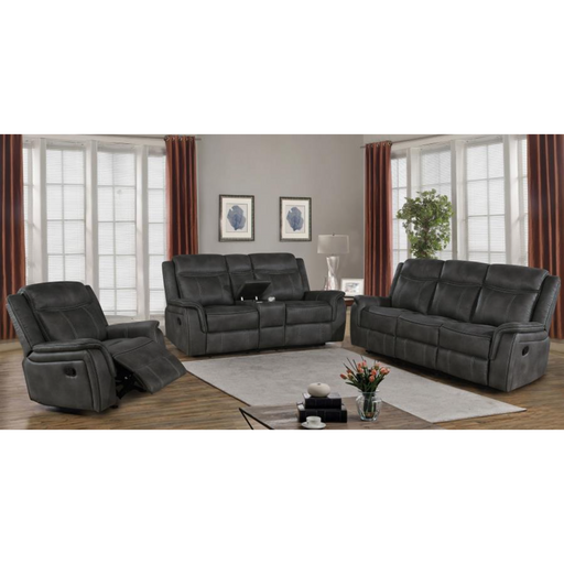 Coaster Lawrence 3-piece Upholstered Reclining Sofa Living Room Set Charcoal - Bed & Sofa Hub