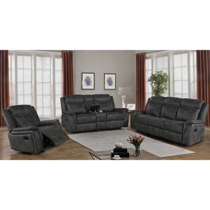 Coaster Lawrence 3-piece Upholstered Reclining Sofa Living Room Set Charcoal - Bed & Sofa Hub