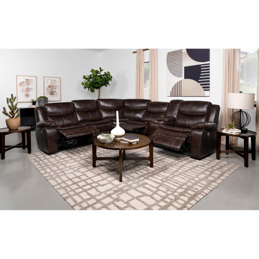 Coaster Sycamore Upholstered Power Reclining Sectional Sofa Brown - Bed & Sofa Hub