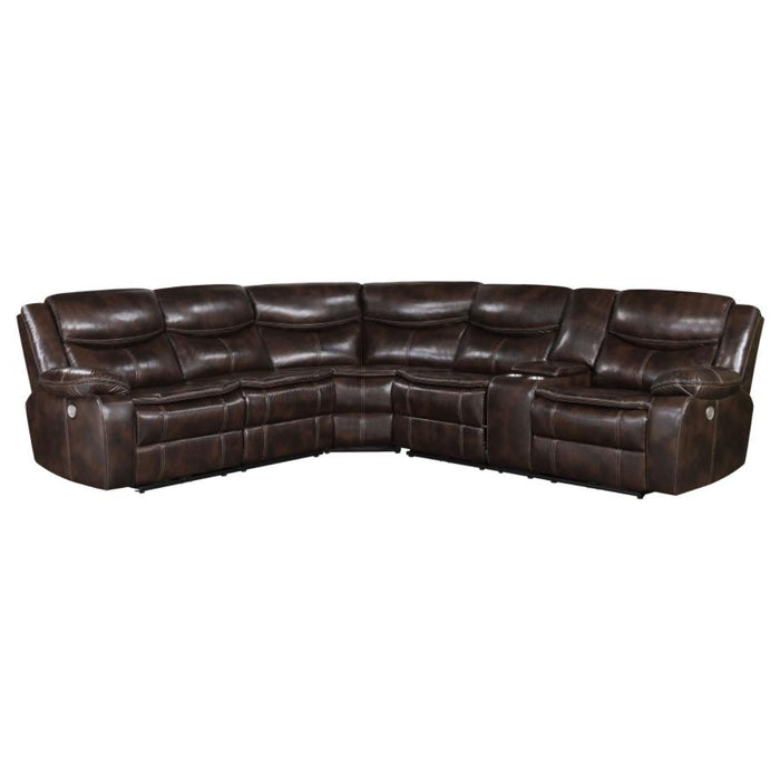 Coaster Sycamore Upholstered Power Reclining Sectional Sofa Brown - Bed & Sofa Hub