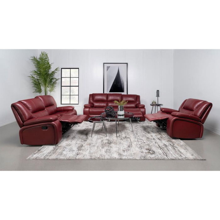 Coaster Camila 3-piece Upholstered Reclining Sofa Living Room Set Red - Bed & Sofa Hub