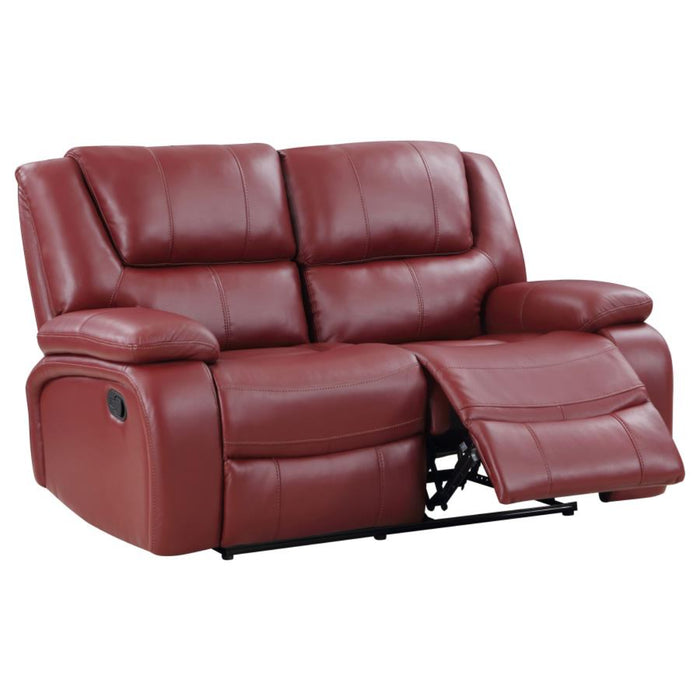 Coaster Camila 3-piece Upholstered Reclining Sofa Living Room Set Red - Bed & Sofa Hub