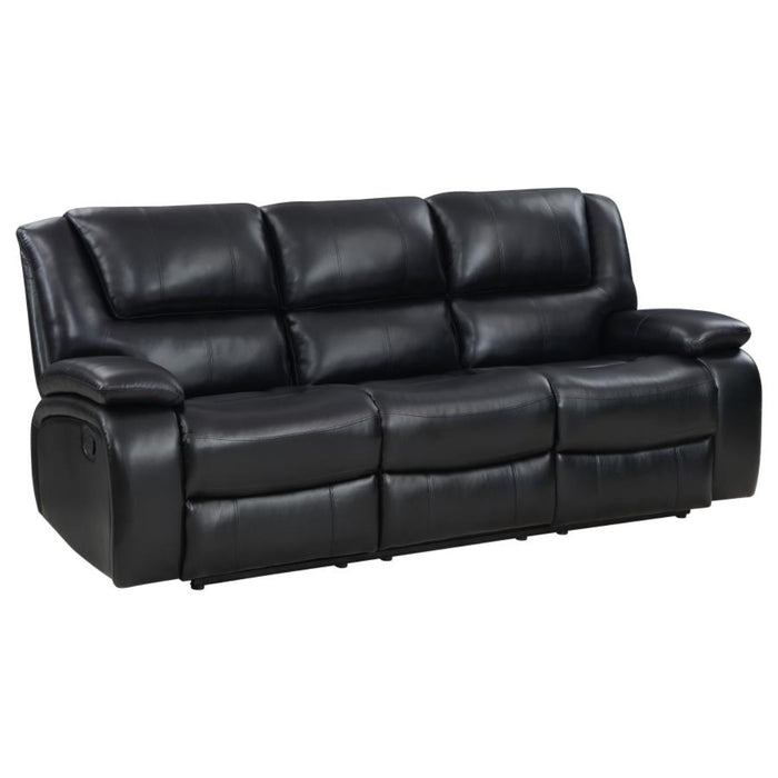 Coaster Camila 3-piece Upholstered Motion Reclining Sofa Living Room Set Black - Bed & Sofa Hub