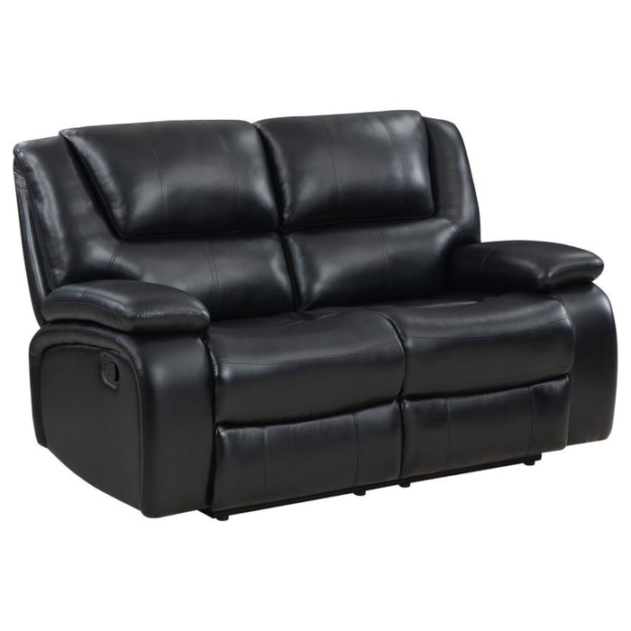 Coaster Camila 3-piece Upholstered Motion Reclining Sofa Living Room Set Black - Bed & Sofa Hub