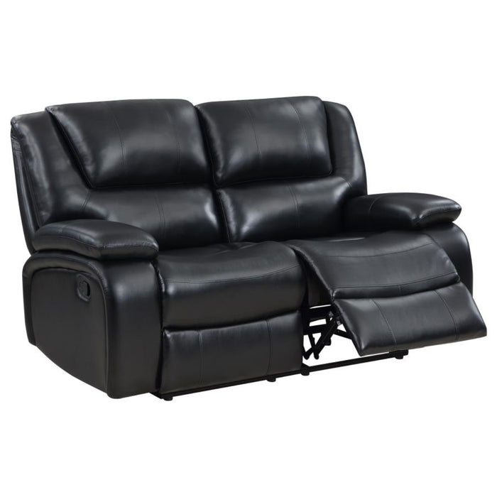 Coaster Camila 3-piece Upholstered Motion Reclining Sofa Living Room Set Black - Bed & Sofa Hub