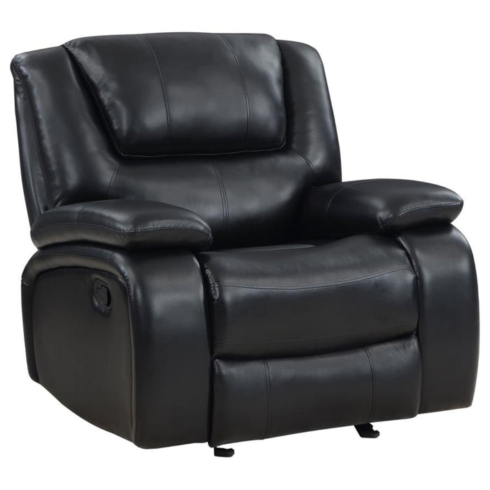Coaster Camila 3-piece Upholstered Motion Reclining Sofa Living Room Set Black - Bed & Sofa Hub