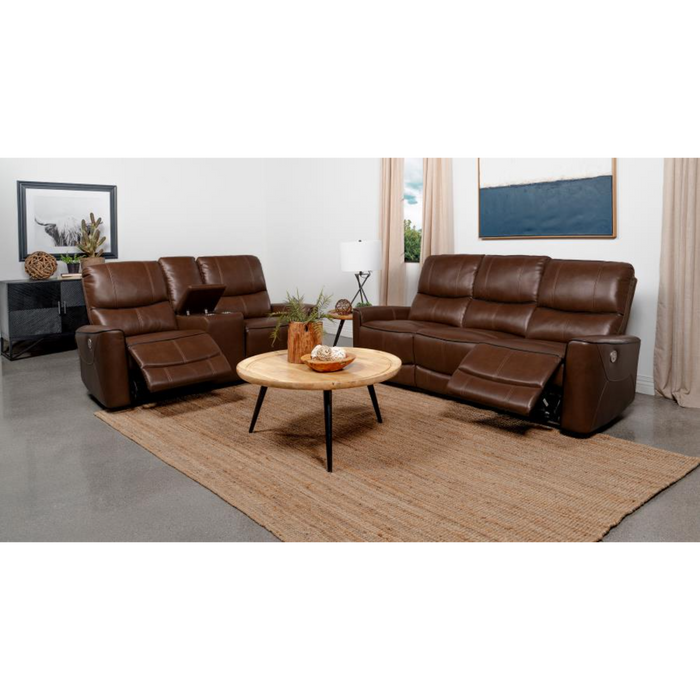 Coaster Greenfield 2-piece Power Reclining Sofa Living Room Set Saddle Brown - Bed & Sofa Hub