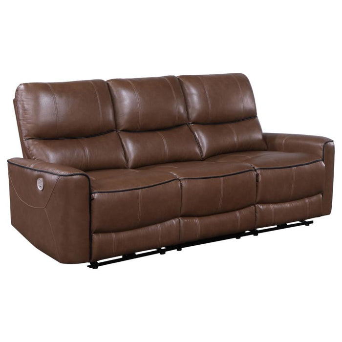 Coaster Greenfield 2-piece Power Reclining Sofa Living Room Set Saddle Brown - Bed & Sofa Hub