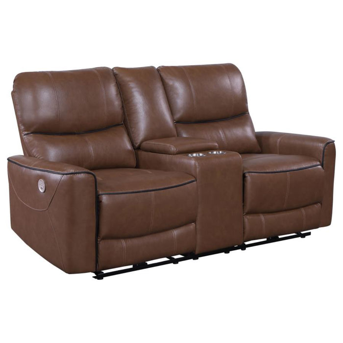 Coaster Greenfield 2-piece Power Reclining Sofa Living Room Set Saddle Brown - Bed & Sofa Hub
