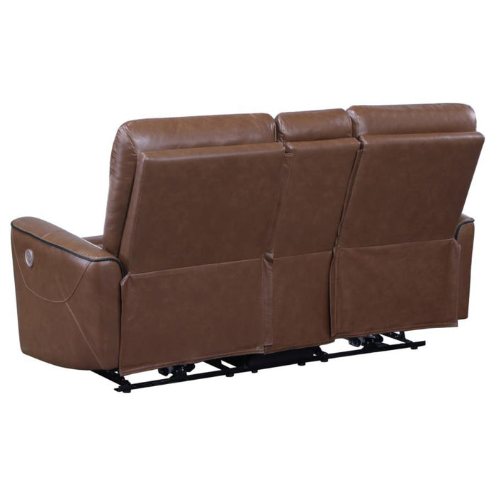 Coaster Greenfield 2-piece Power Reclining Sofa Living Room Set Saddle Brown - Bed & Sofa Hub