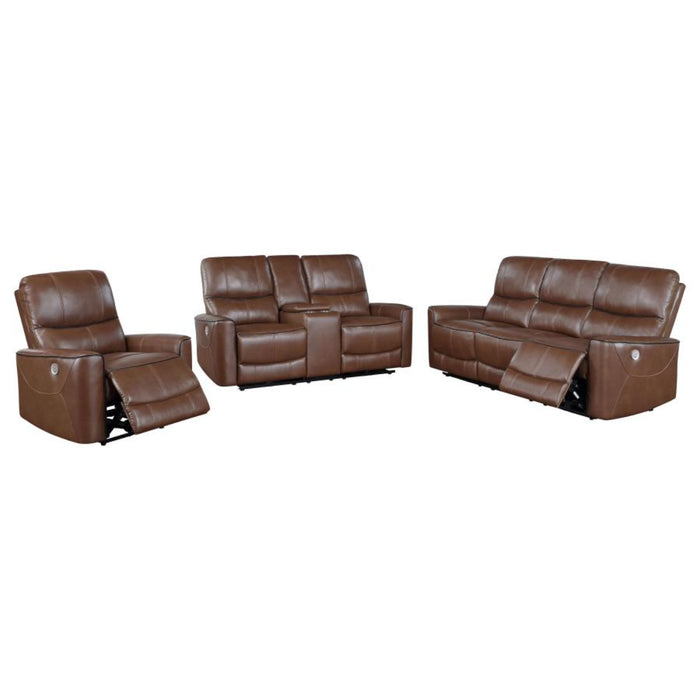 Coaster Greenfield 3-piece Power Reclining Sofa Living Room Set Saddle Brown - Bed & Sofa Hub