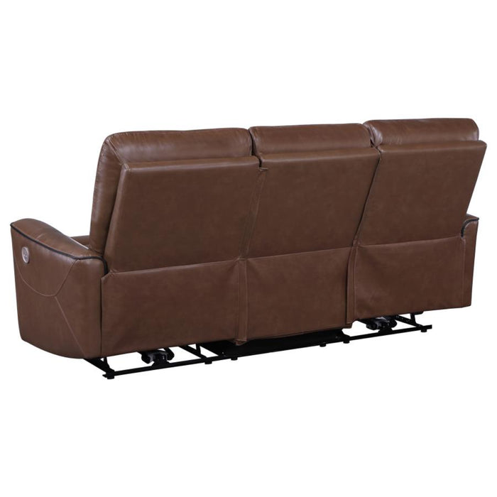 Coaster Greenfield 3-piece Power Reclining Sofa Living Room Set Saddle Brown - Bed & Sofa Hub
