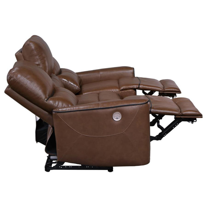 Coaster Greenfield 3-piece Power Reclining Sofa Living Room Set Saddle Brown - Bed & Sofa Hub