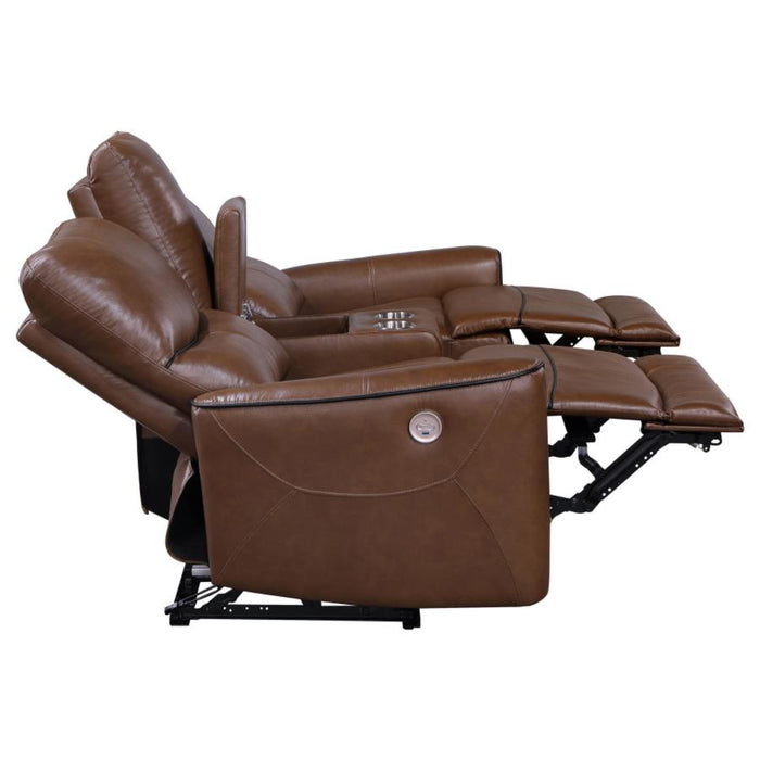 Coaster Greenfield 3-piece Power Reclining Sofa Living Room Set Saddle Brown - Bed & Sofa Hub