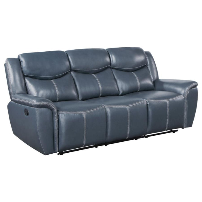 Coaster Sloane 3-piece Upholstered Reclining Sofa Living Room Set Blue - Bed & Sofa Hub