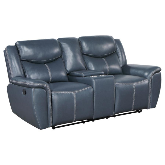 Coaster Sloane 3-piece Upholstered Reclining Sofa Living Room Set Blue - Bed & Sofa Hub