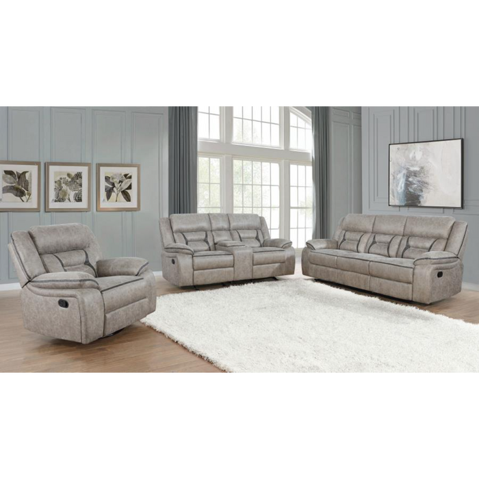Coaster Greer 3-piece Upholstered Reclining Sofa Living Room Set Taupe - Bed & Sofa Hub