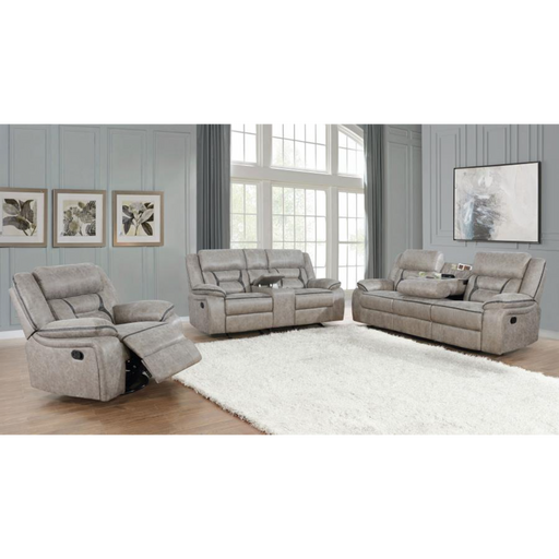 Coaster Greer 3-piece Upholstered Reclining Sofa Living Room Set Taupe - Bed & Sofa Hub
