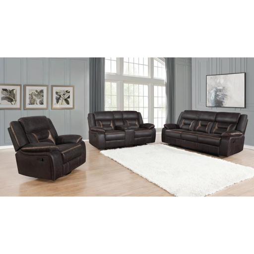 Coaster Greer 3-piece Upholstered Reclining Sofa Living Room Set Brown - Bed & Sofa Hub