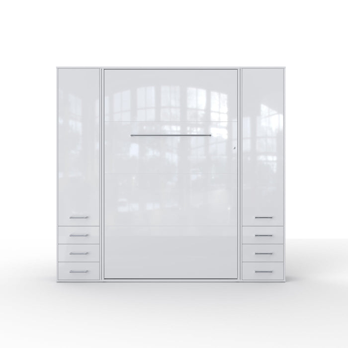 Maxima House Murphy Bed Vertical Invento, European Queen Size with mattress and 2 cabinets IN160V-07W - Bed & Sofa Hub