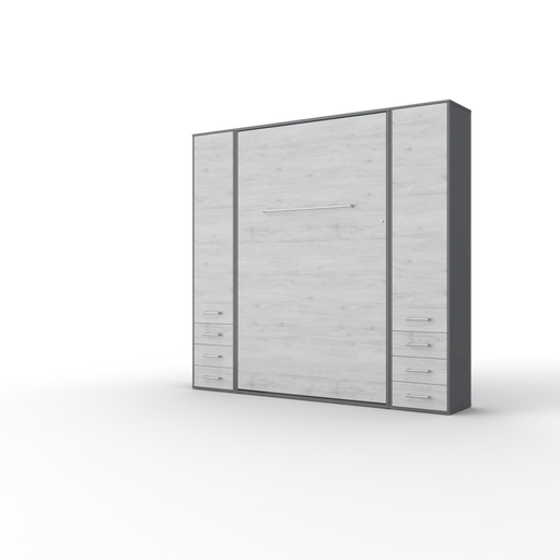 Maxima House Invento Vertical Wall Bed, European Full Xl Size with 2 Cabinets - Bed & Sofa Hub
