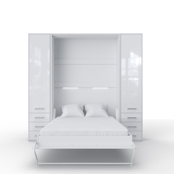Maxima House Murphy Bed Vertical Invento, European Queen Size with mattress and 2 cabinets IN160V-07W - Bed & Sofa Hub