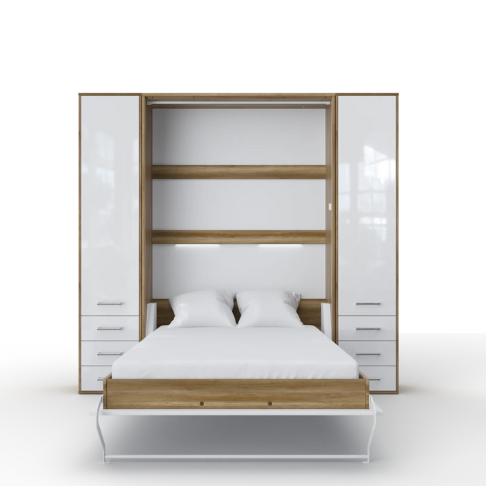 Maxima House Invento Vertical Wall Bed, European Full Xl Size with 2 Cabinets - Bed & Sofa Hub