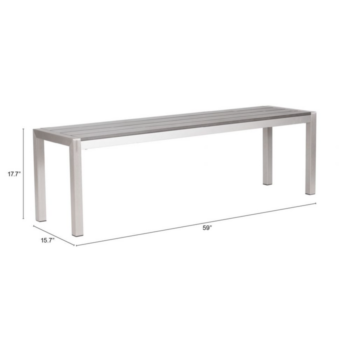 Zuo Metropolitan Double Bench Gray & Silver - Bed & Sofa Hub
