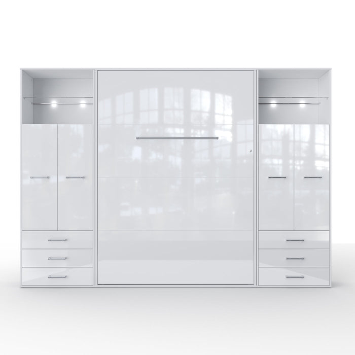 Maxima House Vertical Murphy Bed Invento. European Queen + 2 cabinets IN160V-10W - Bed & Sofa Hub