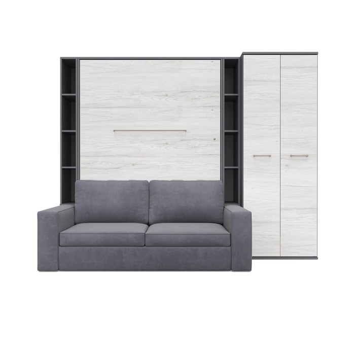 Maxima House Vertical Full Size Murphy Bed Invento with Sofa, Two Cabinets and Wardrobe - Bed & Sofa Hub