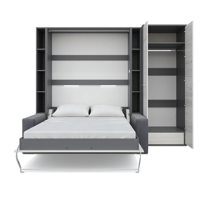 Maxima House Vertical Full Size Murphy Bed Invento with Sofa, Two Cabinets and Wardrobe - Bed & Sofa Hub