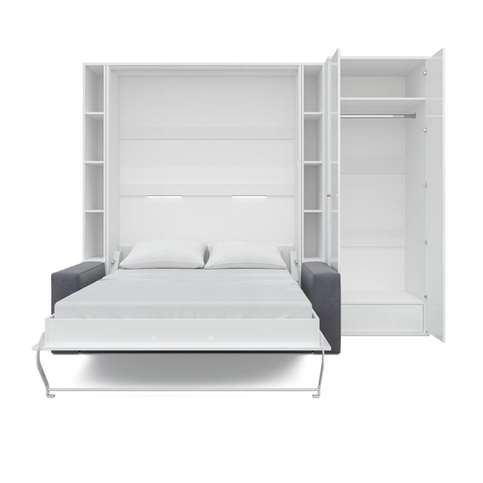 Maxima House Vertical Full Size Murphy Bed Invento with Sofa, Two Cabinets and Wardrobe - Bed & Sofa Hub