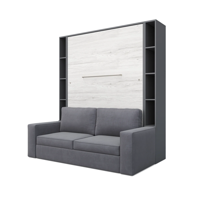 Maxima House Vertical European Full Size Murphy Bed Invento with Sofa and Two Cabinets - Bed & Sofa Hub