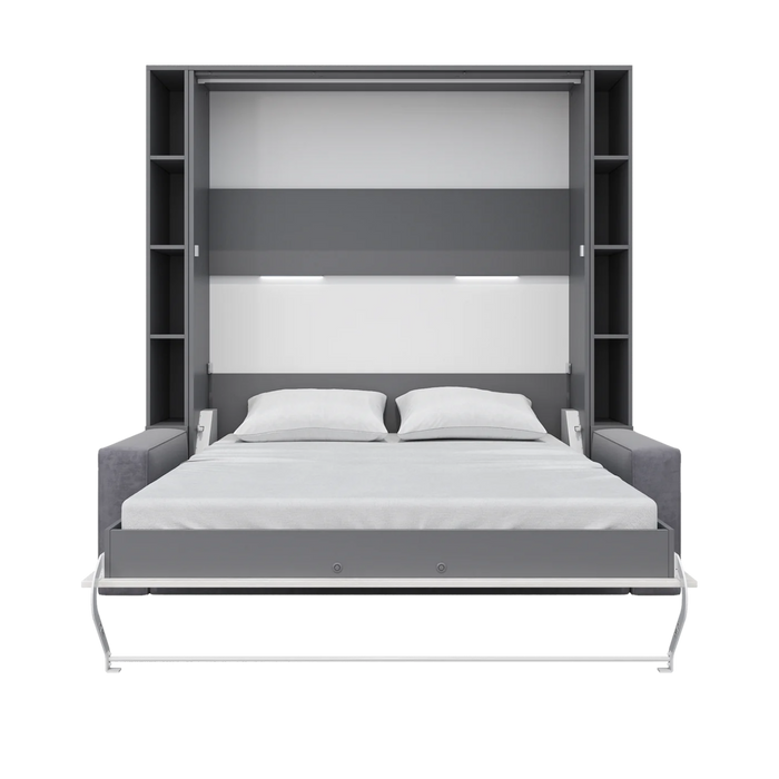 Maxima House Vertical European Queen Size Murphy Bed Invento with Sofa and Two Cabinets - Bed & Sofa Hub