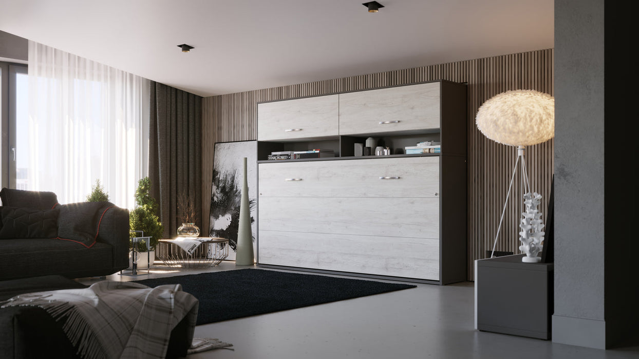 Maxima House Horizontal Murphy Bed Invento, European Full XL Size with cabinet, mattress included IN140H-11W - Bed & Sofa Hub