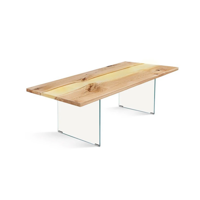 Maxima House Solid Wood Dining Table Banur-Gl with Polymer Resin - Bed & Sofa Hub