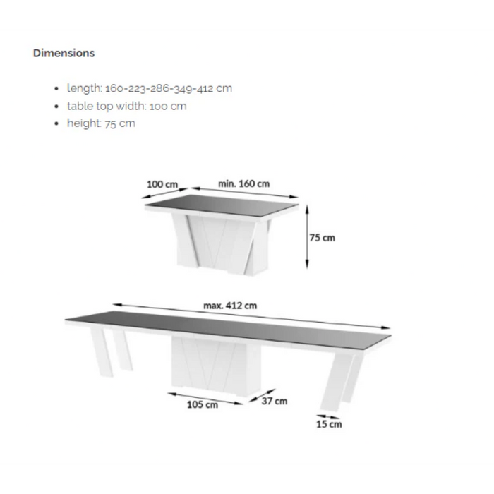 Maxima House Dining Set ALETA 11 pcs. modern Dining Table - Bed & Sofa Hub