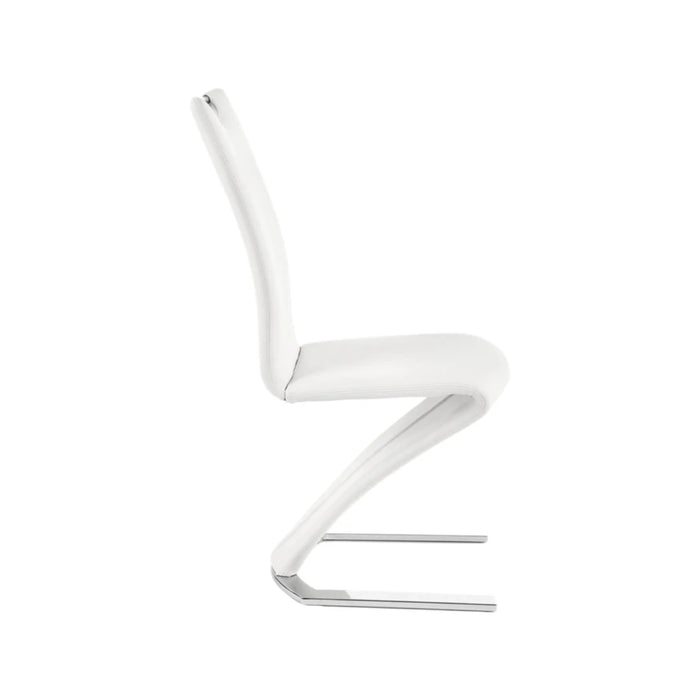 Maxima House Dining Set Toria 7 Pcs. Gray/white Modern Glossy Dining Table with 2 Self-Storing Leaves Plus 6 White Faux Leather Chairs - Bed & Sofa Hub