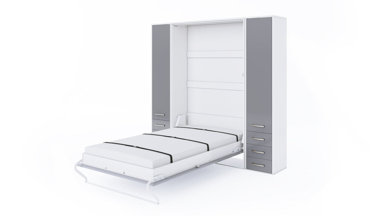 Maxima House Invento Vertical Wall Bed, European Full XL Size with 2 cabinets IN140V-07W - Bed & Sofa Hub