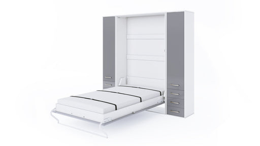 Maxima House Invento Vertical Wall Bed, European Full XL Size with 2 cabinets IN140V-07W - Bed & Sofa Hub