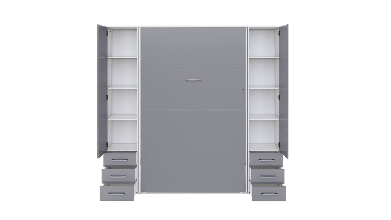 Maxima House Invento Vertical Wall Bed, European Twin Size with 2 cabinets IN90V-07W - Bed & Sofa Hub