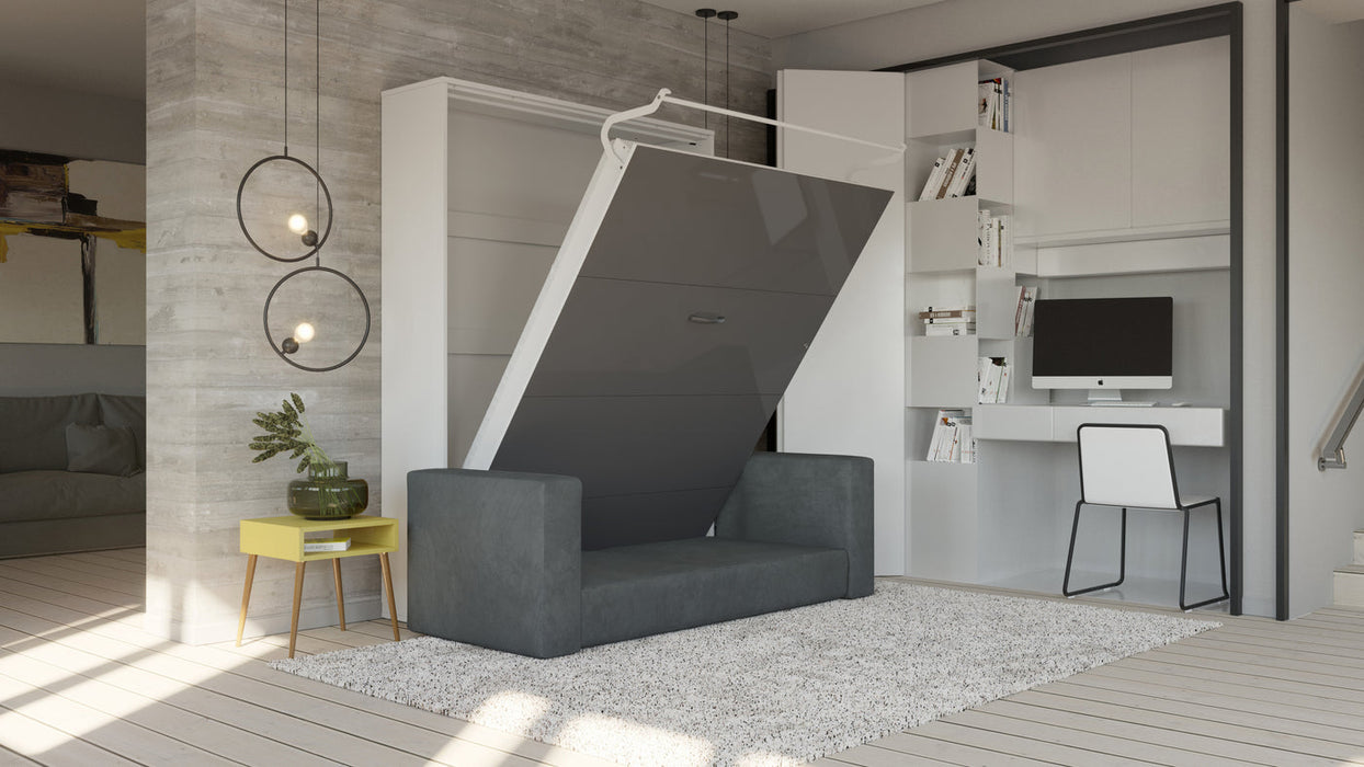 Maxima House Invento Queen Vertical Murphy Bed with a gray Sofa IN014WG-G - Bed & Sofa Hub