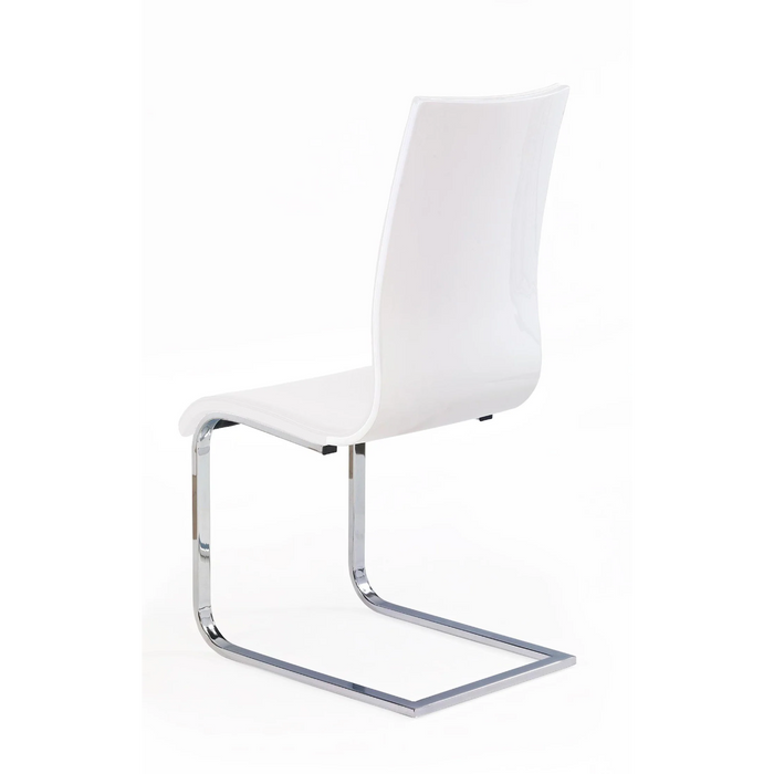 Maxima House Dining Set Diego 7 Pcs. Beige/ White Modern Glossy Dining Table with 2 Self-Storing Leaves Plus 6 White Chairs - Bed & Sofa Hub