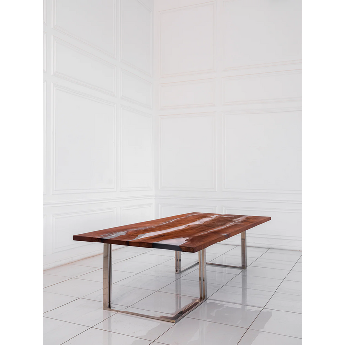 Maxima House Dining Solid Pear Tree Wood Table Lesnoy Filled with Polymer Resin - Bed & Sofa Hub
