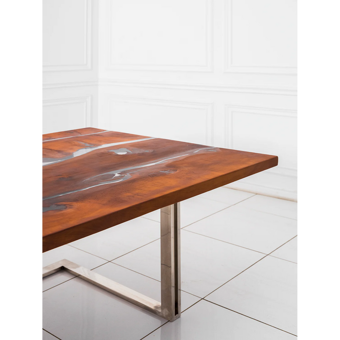 Maxima House Dining Solid Pear Tree Wood Table Lesnoy Filled with Polymer Resin - Bed & Sofa Hub