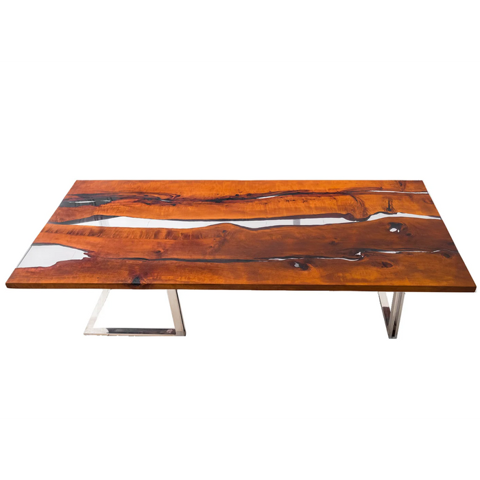 Maxima House Dining Solid Pear Tree Wood Table Lesnoy Filled with Polymer Resin - Bed & Sofa Hub