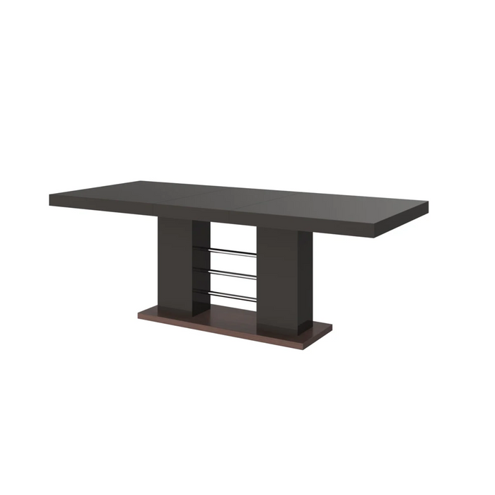 Maxima House Dining Set Lisa 7 Pcs. Modern Brown Glossy Dining Table with 2 Self-Storing Leaves Plus 6 Chairs - Bed & Sofa Hub