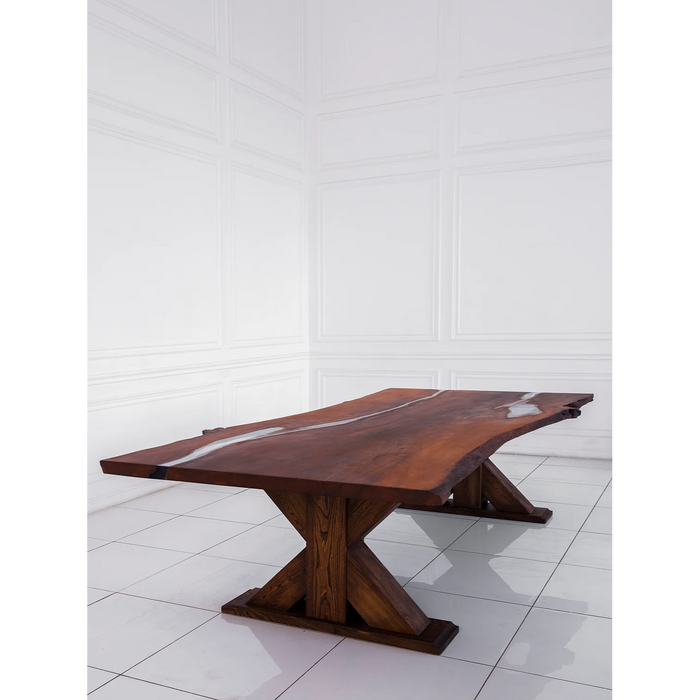 Maxima House Dining Solid Pear Tree Wood Table Mars Filled with Polymer Resin - Bed & Sofa Hub